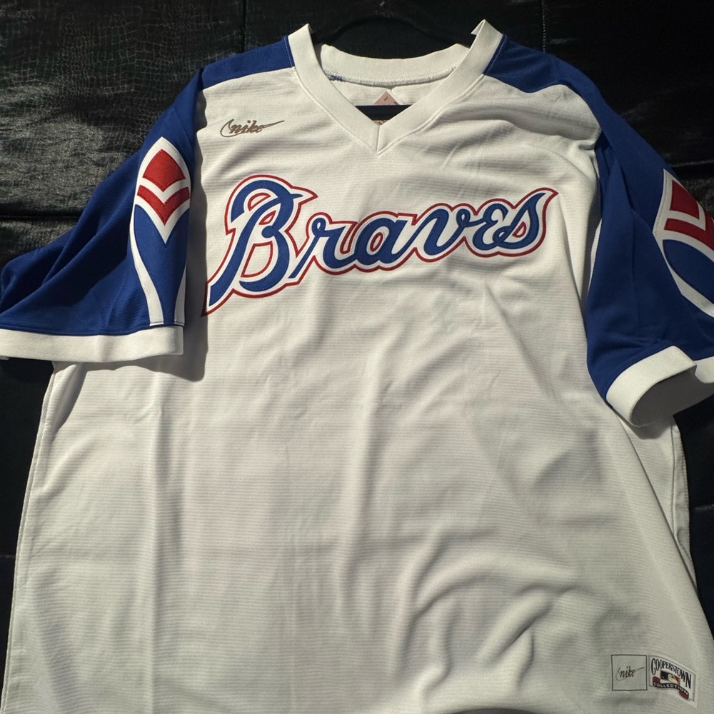 Nike Braves White Royal Blue Red Baseball Jersey